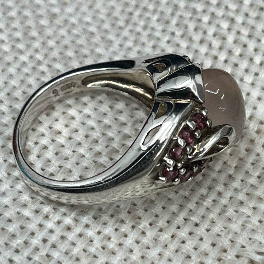 Vintage Sterling Silver Moonstone & Purple Gemstone Ring - Size 7 - Picture 7 of 17